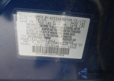 2019 Nissan Kicks Sr from USA, damaged, VIN 3N1CP5CU5KL499858